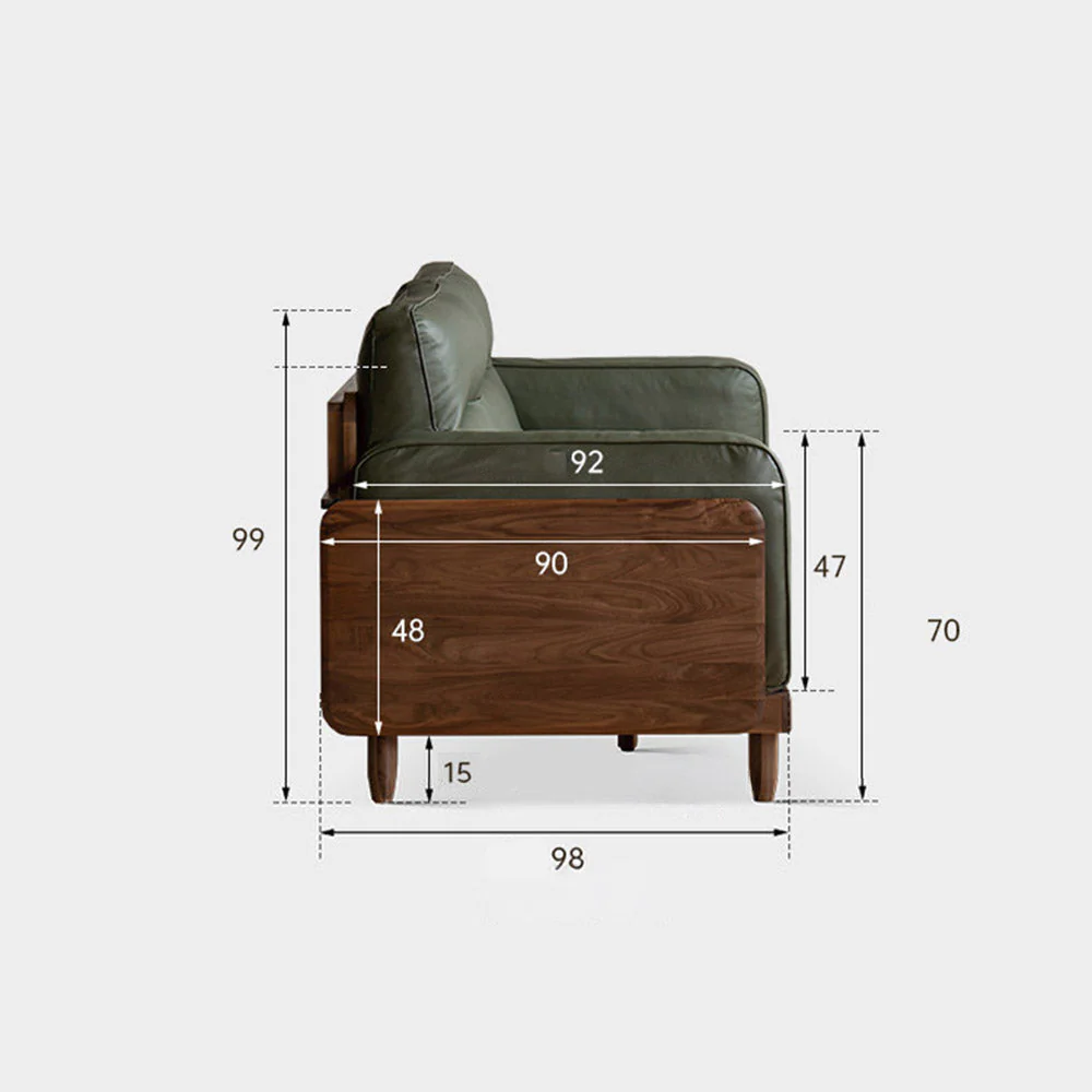 Arcevia Natural Solid Walnut Genuine Leather Sofa - Image 17