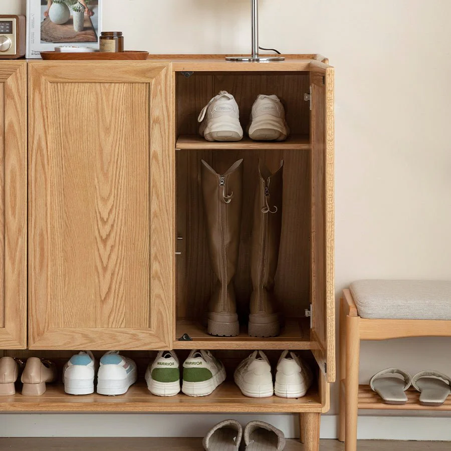 Arches Solid Oak Bottom Open Shelf  Shoe Cabinet - Image 4
