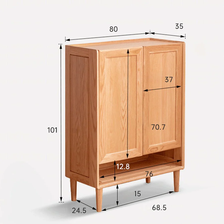 Arches Solid Oak Bottom Open Shelf  Shoe Cabinet - Image 6