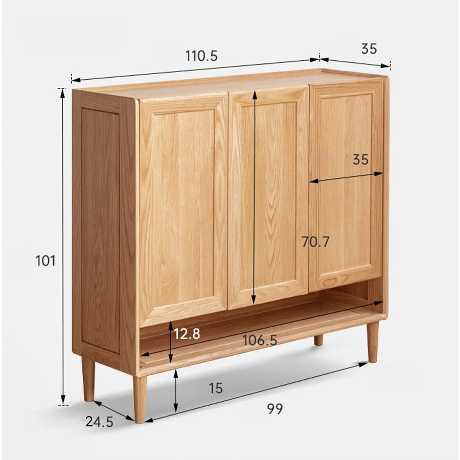 Arches Solid Oak Bottom Open Shelf  Shoe Cabinet - Image 8
