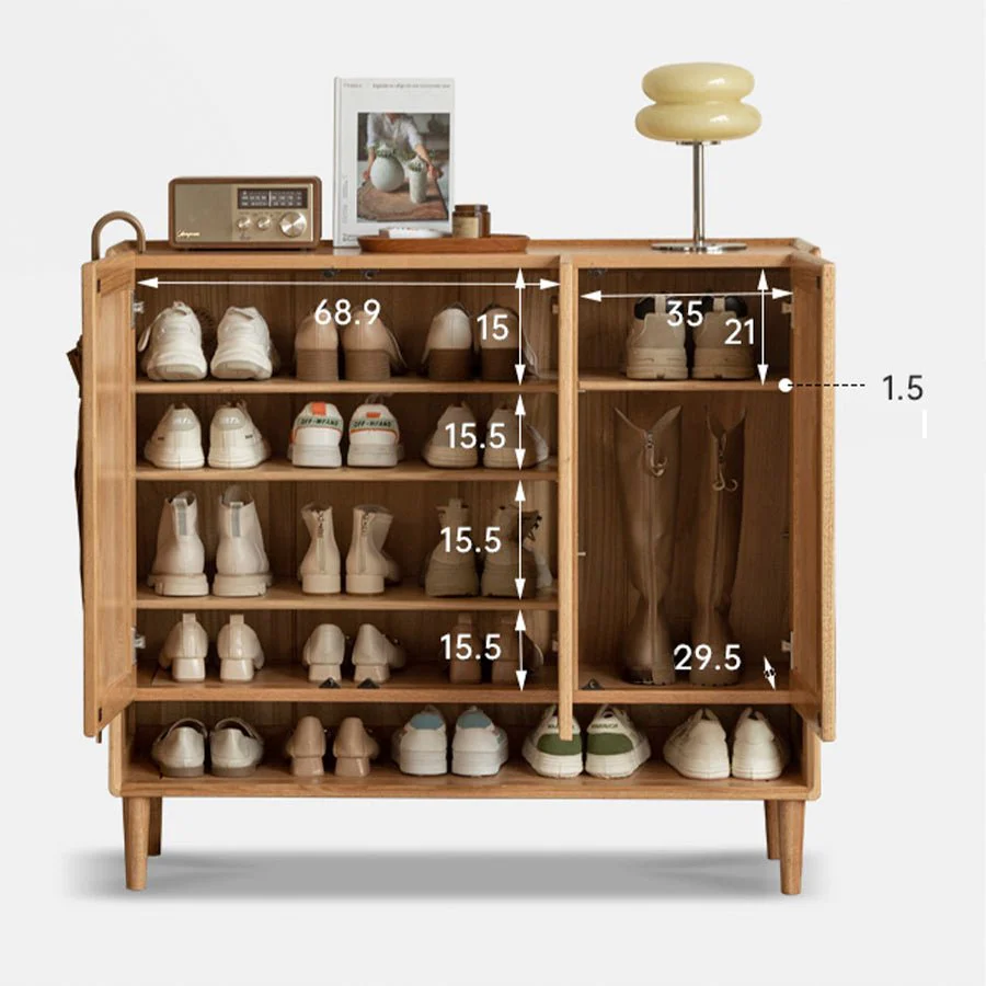 Arches Solid Oak Bottom Open Shelf  Shoe Cabinet - Image 9