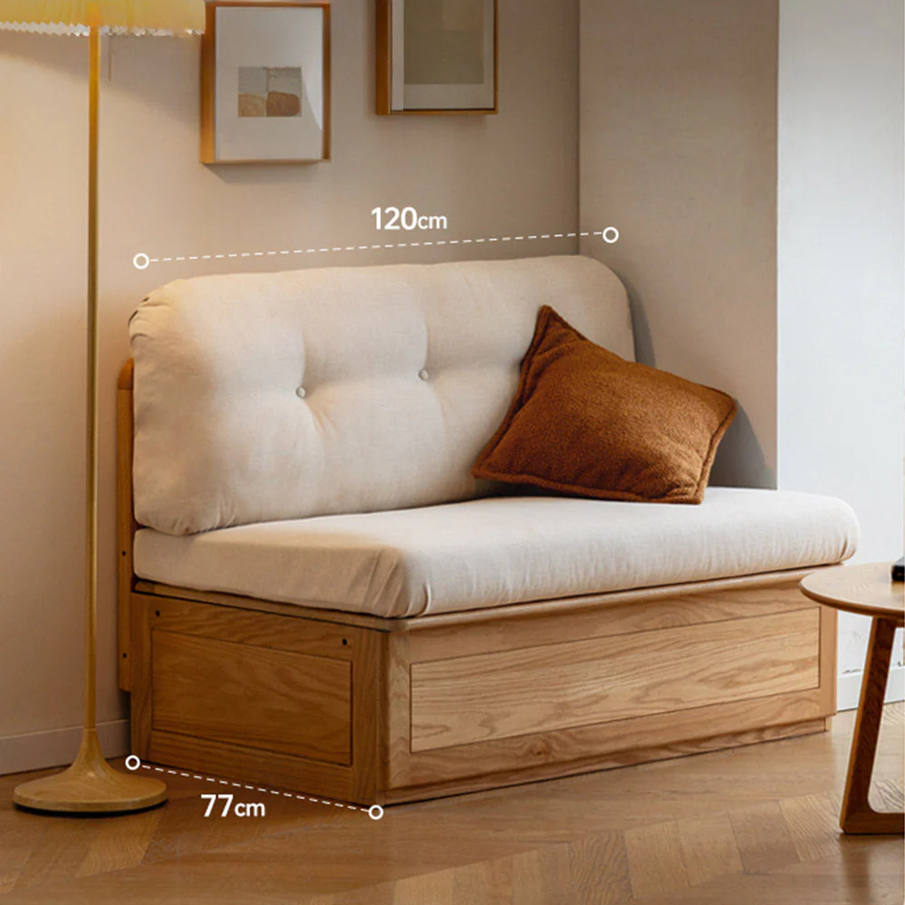 Arezzo Natural Solid Oak Storage Sofa - Image 3