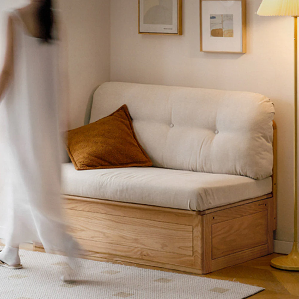 Arezzo Natural Solid Oak Storage Sofa - Image 5