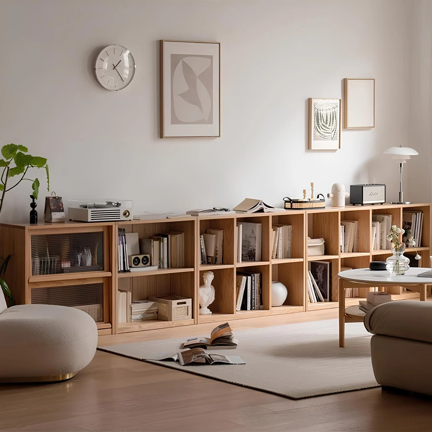 Asele Natural Solid Oak Modular Wall Shelves