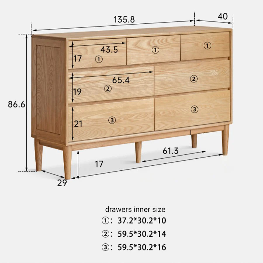 Auzers Solid Ash 3+4 Chest of Drawers - Image 5