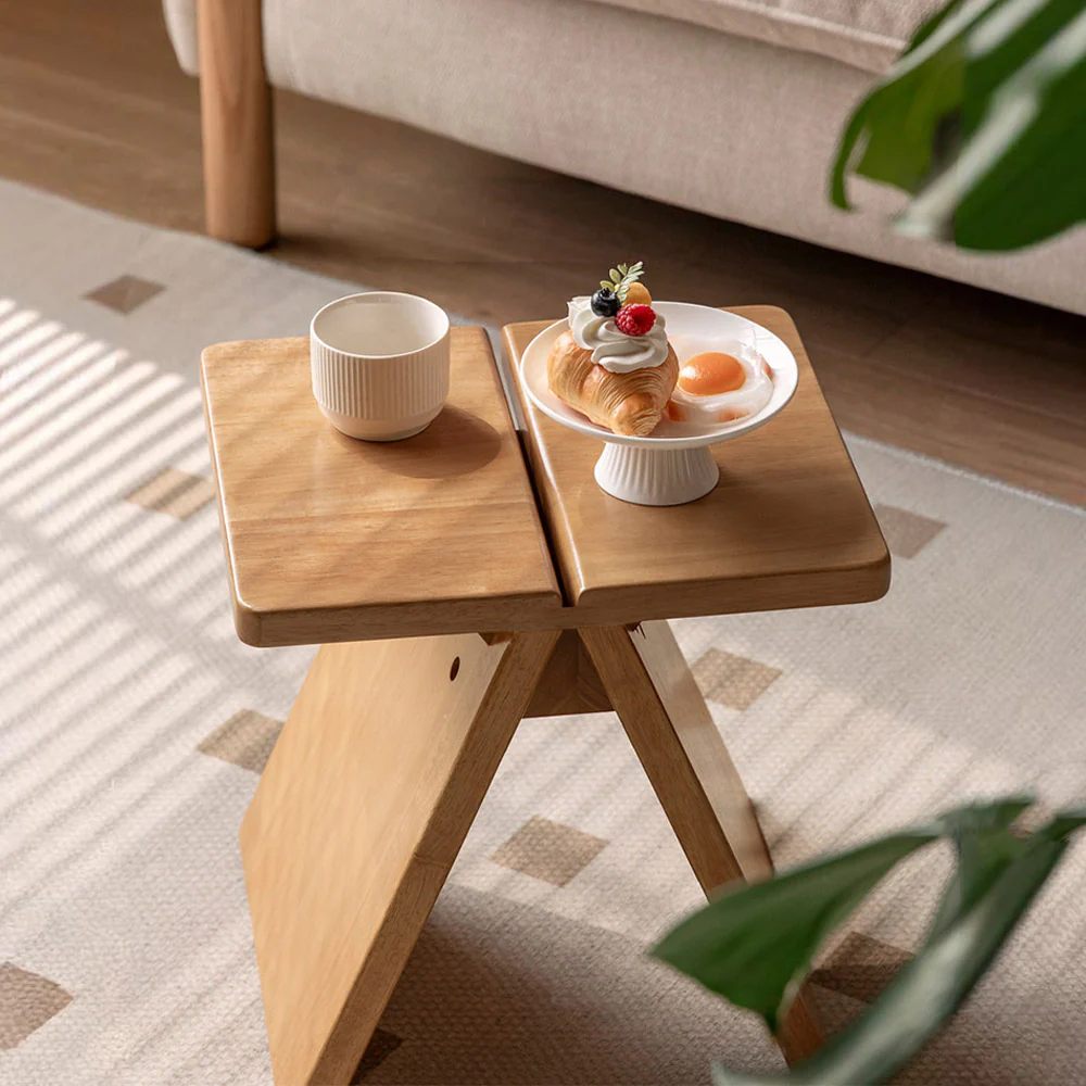 Avola Natural Solid Rubber Wood Shoe Stool - Image 3