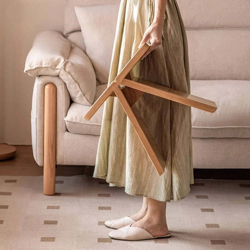 Avola Natural Solid Rubber Wood Shoe Stool - Image 6