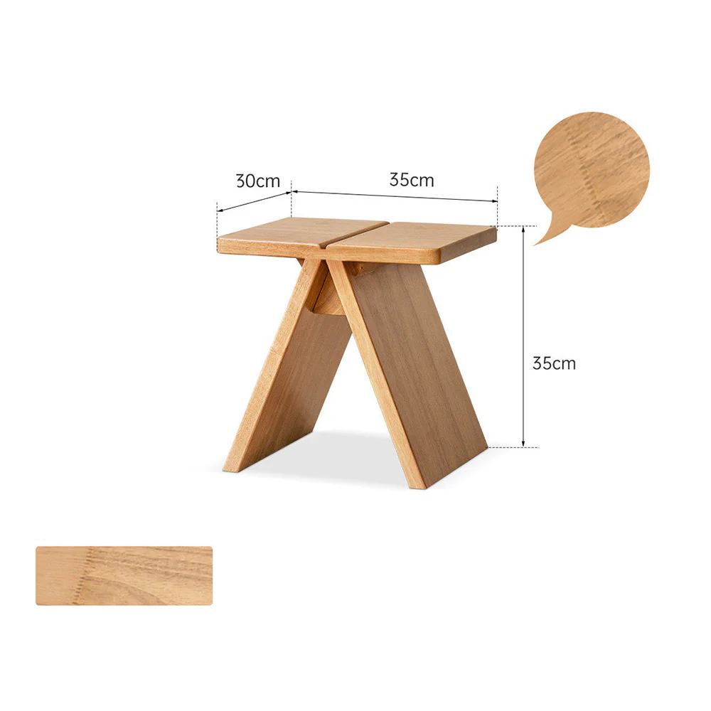 Avola Natural Solid Rubber Wood Shoe Stool - Image 8