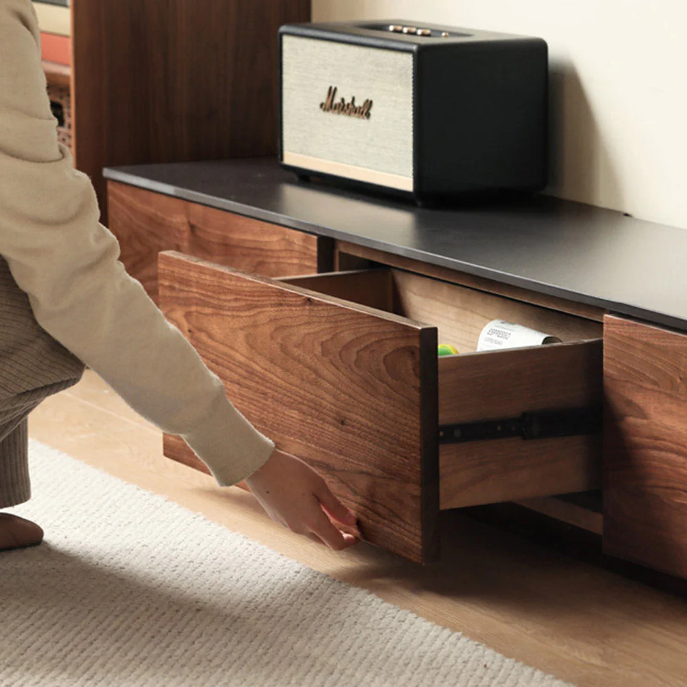 Bailey Natural Solid Walnut Floor Standing Entertainment Unit with Ceramic Top - Image 10