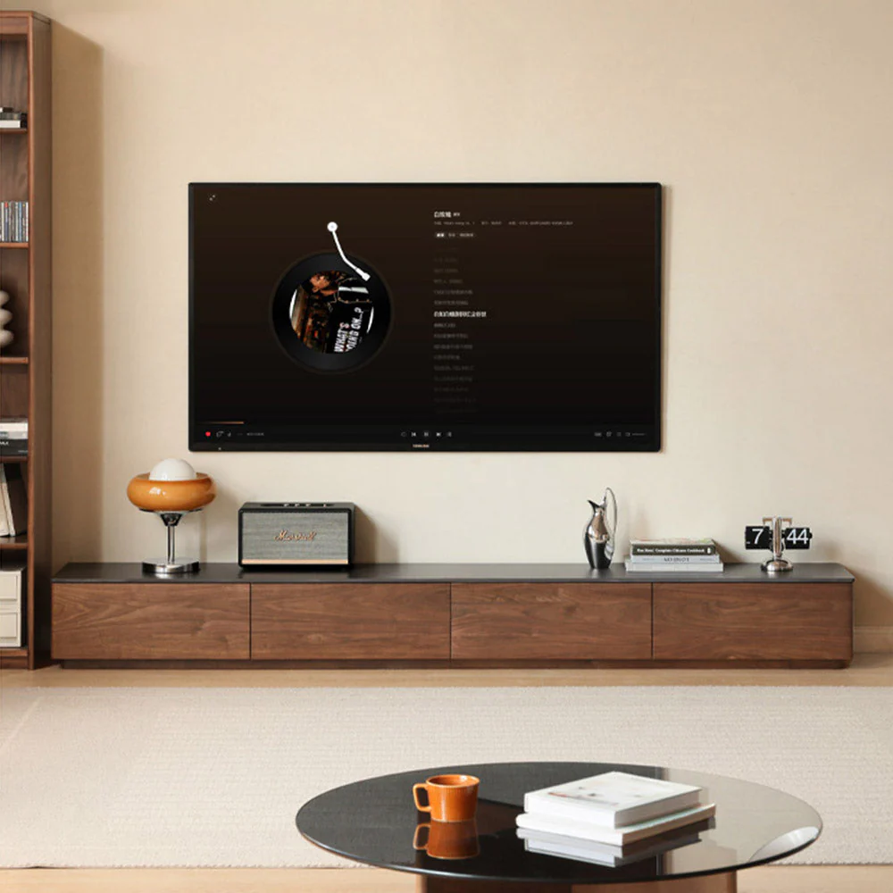Bailey Natural Solid Walnut Floor Standing Entertainment Unit with Ceramic Top - Image 3