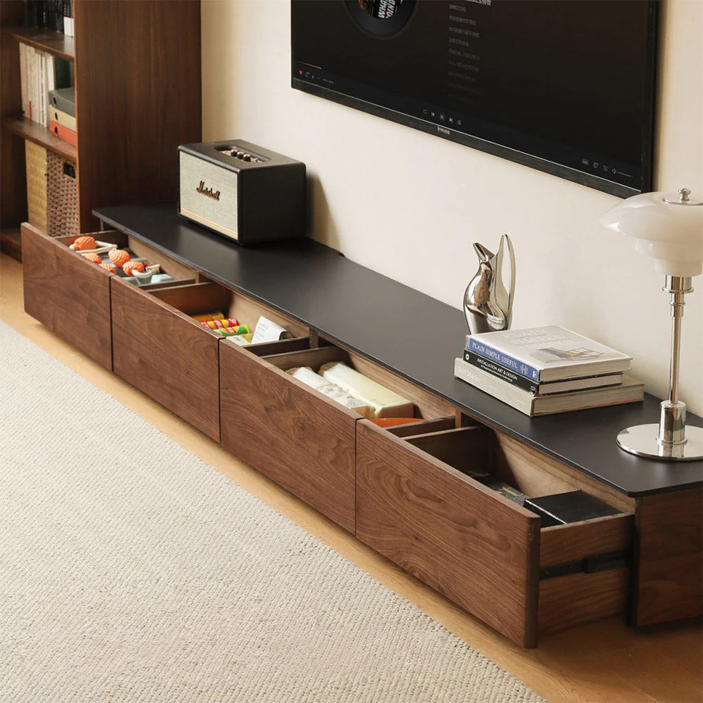 Bailey Natural Solid Walnut Floor Standing Entertainment Unit with Ceramic Top - Image 6