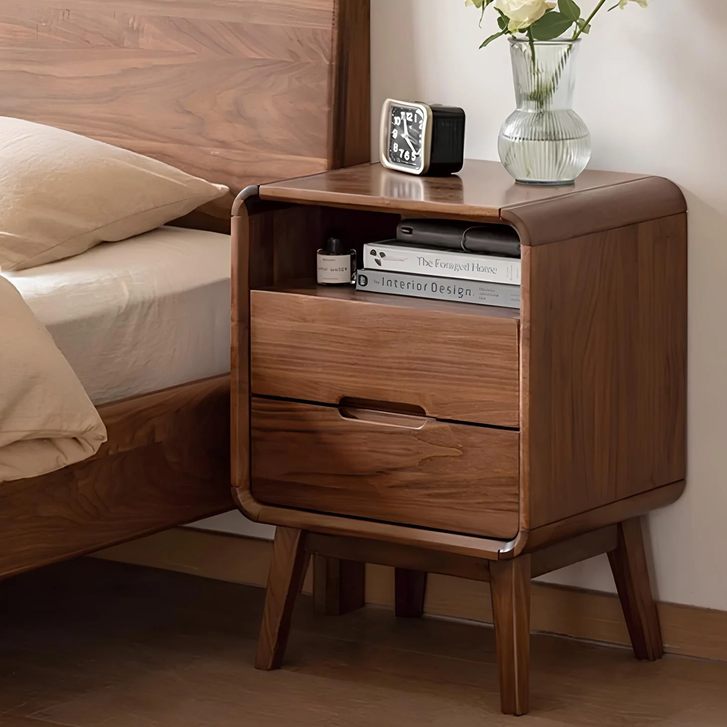 Baileys Solid Walnut Bedside Table - Image 3