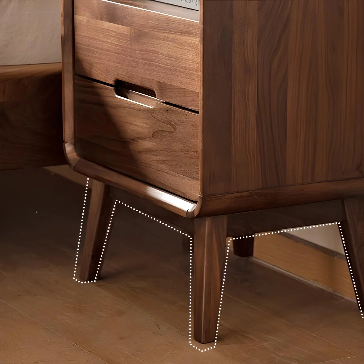 Baileys Solid Walnut Bedside Table - Image 6