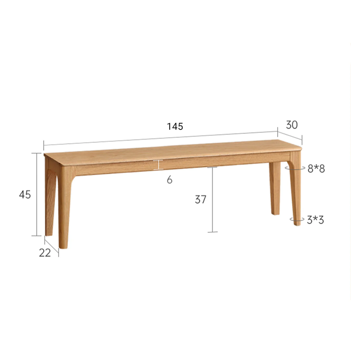 Seattle Natural Solid Oak Bench - Image 7