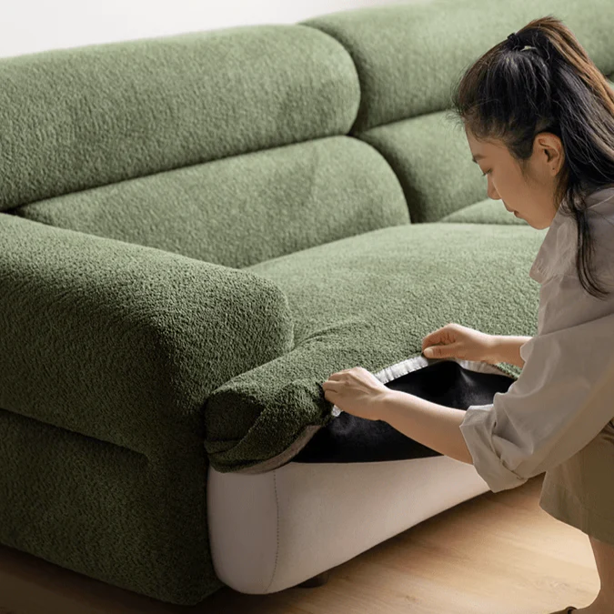 Bielefeld Faux Shearling Vintage-Style Sofa - Image 5