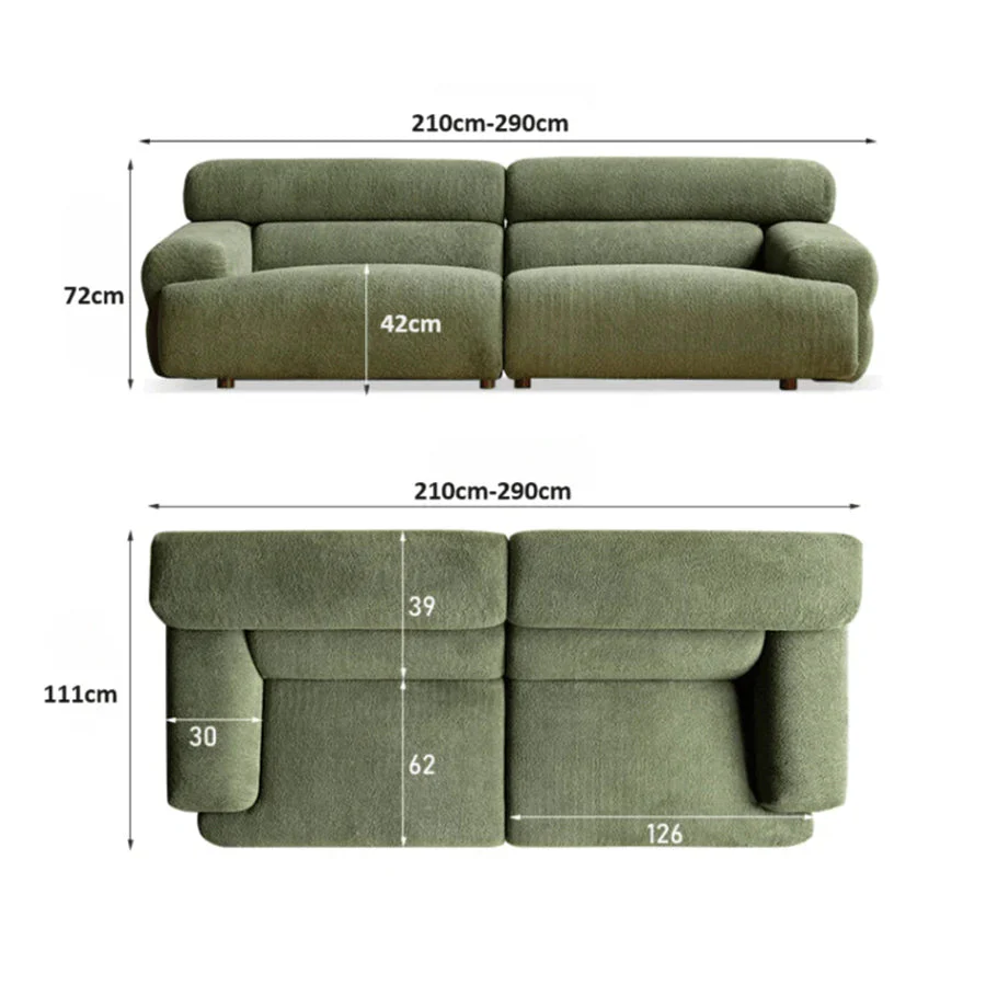 Bielefeld Faux Shearling Vintage-Style Sofa - Image 8