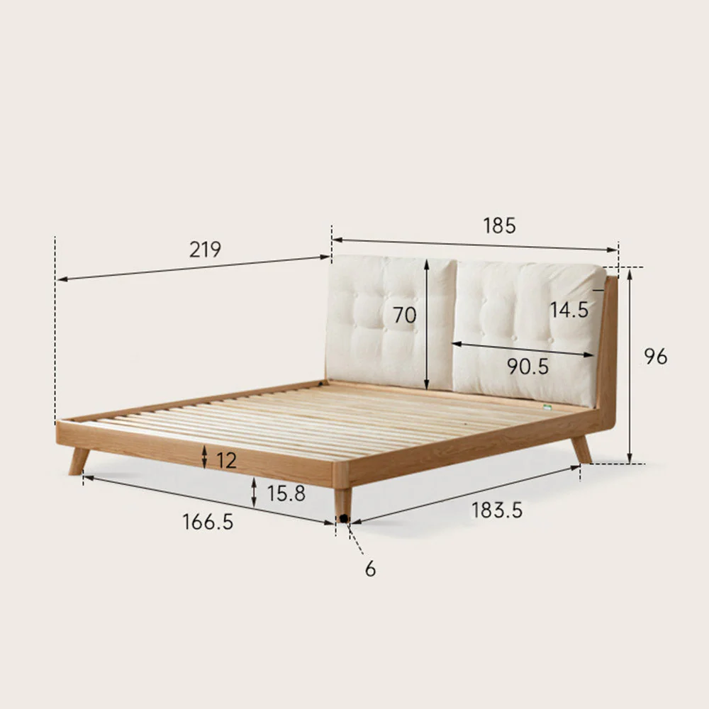 Bliecos Natural Solid Oak Cushion Back Bed Frame - Image 9