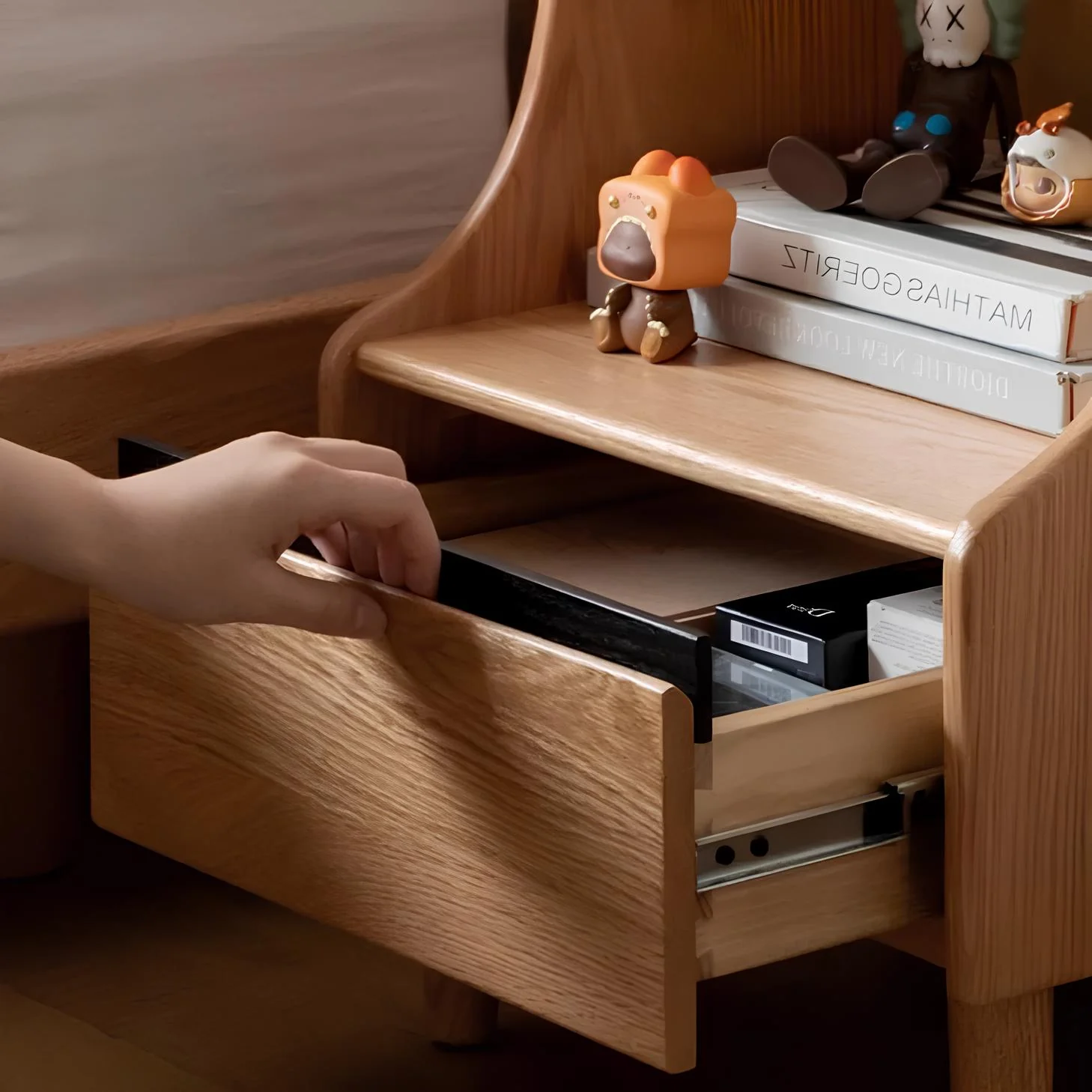 Bogen Natural Solid Oak Bedside Table - Image 8