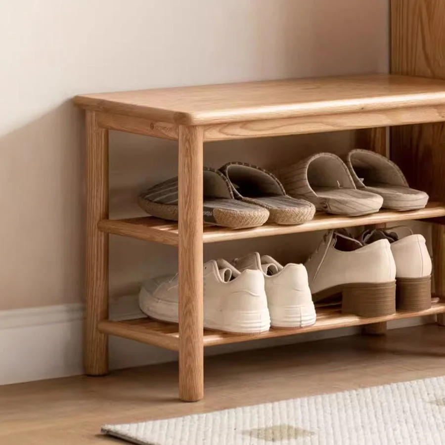 Bolle Natural Solid Oak Shoe Bench - Image 3