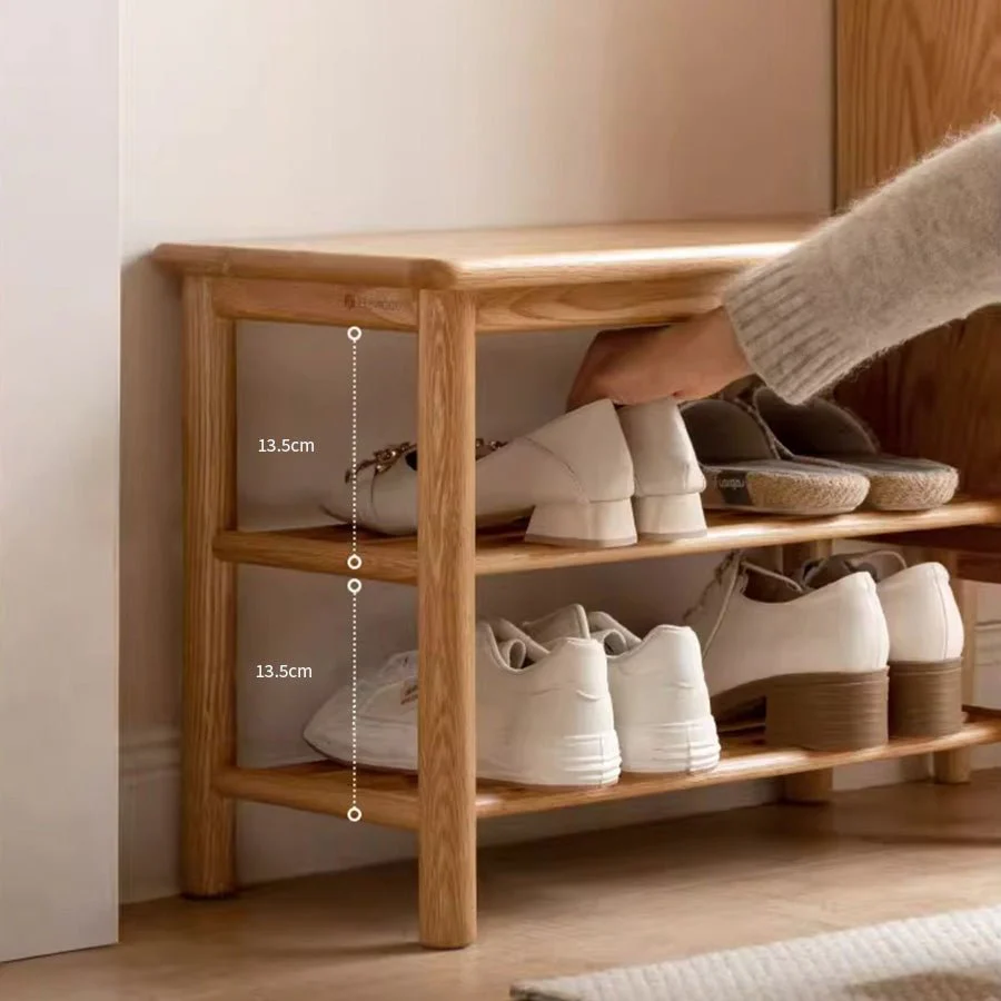 Bolle Natural Solid Oak Shoe Bench - Image 4