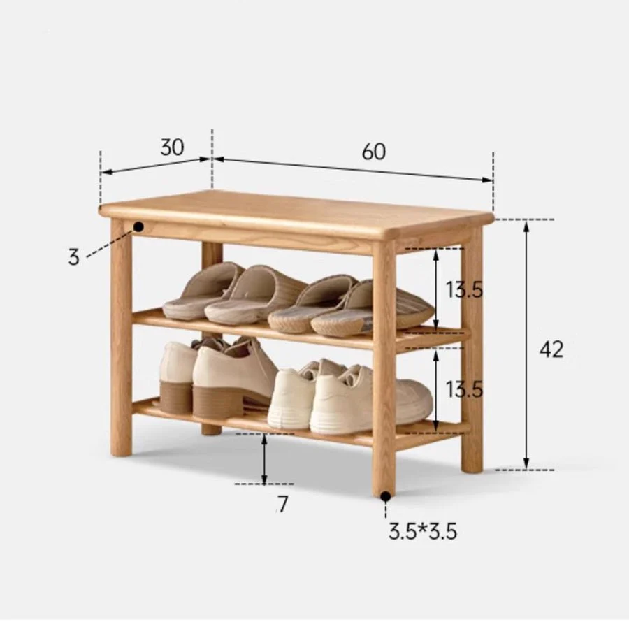 Bolle Natural Solid Oak Shoe Bench - Image 6