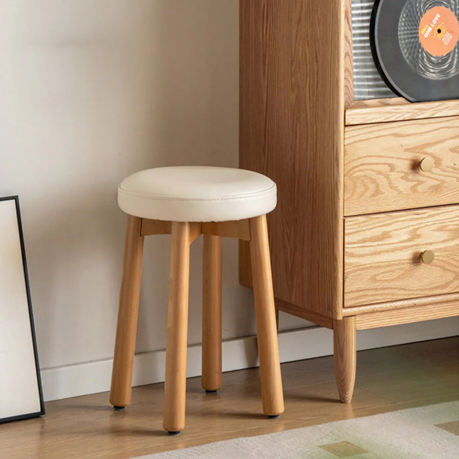 Borna Natural Solid Rubber Wood Dressing Stool