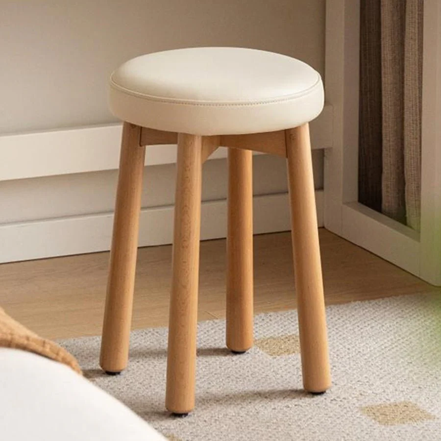 Borna Natural Solid Rubber Wood Dressing Stool - Image 2
