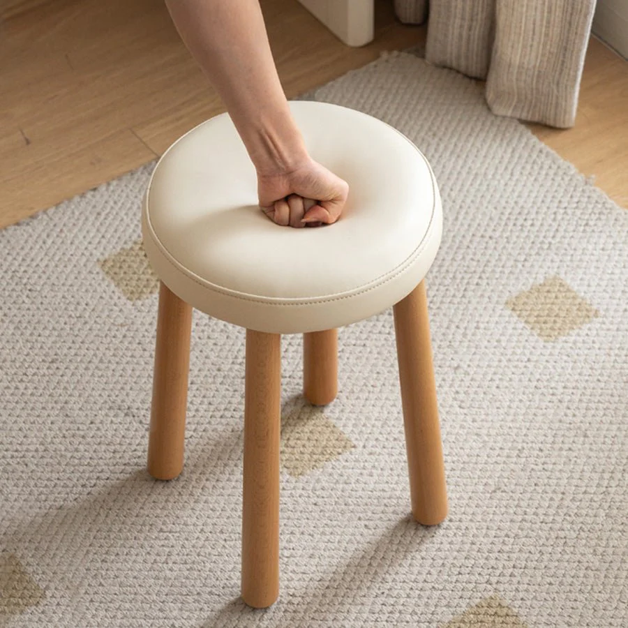 Borna Natural Solid Rubber Wood Dressing Stool - Image 3