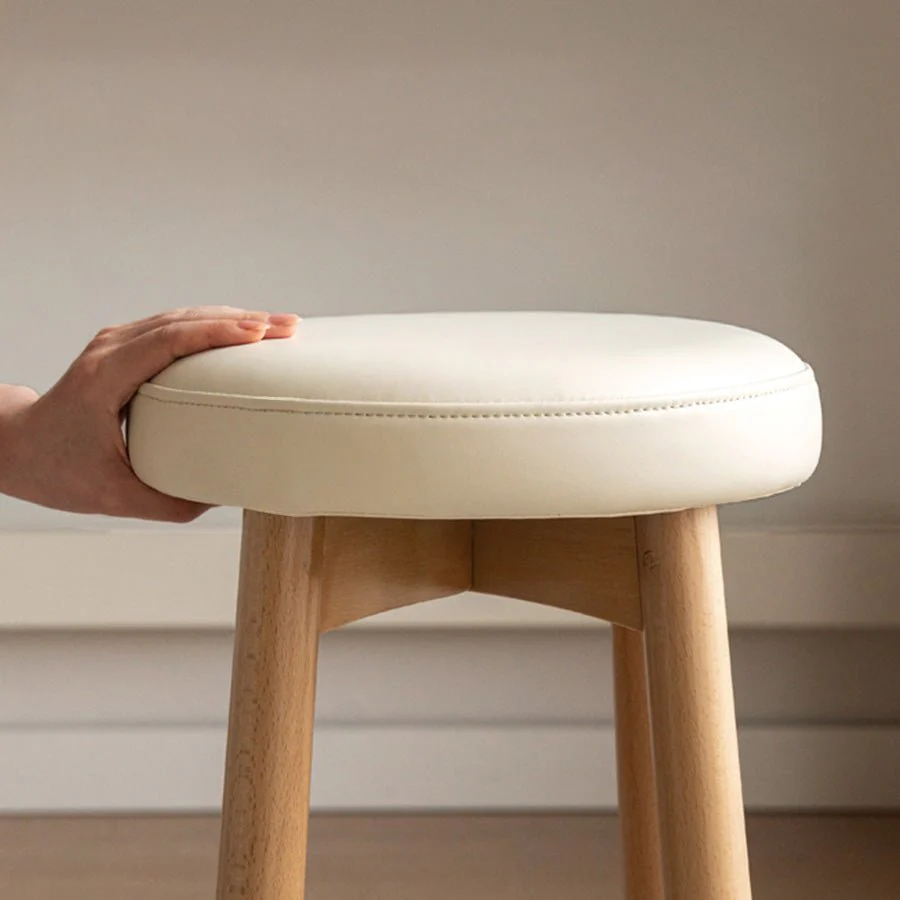 Borna Natural Solid Rubber Wood Dressing Stool - Image 4
