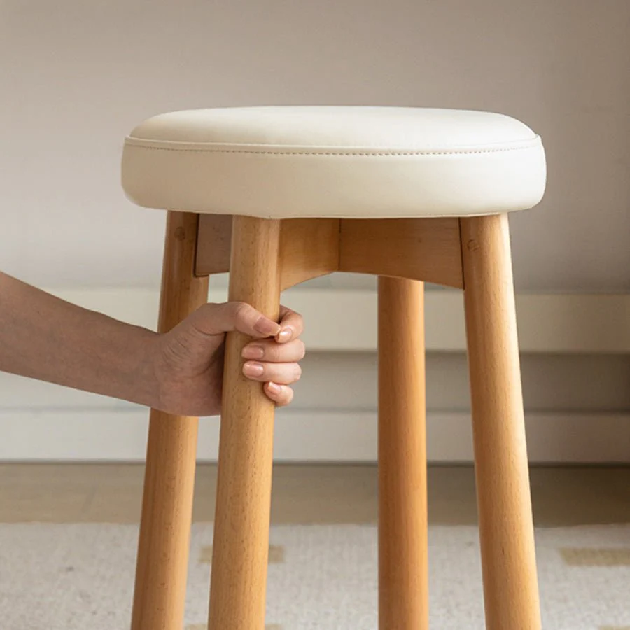 Borna Natural Solid Rubber Wood Dressing Stool - Image 5