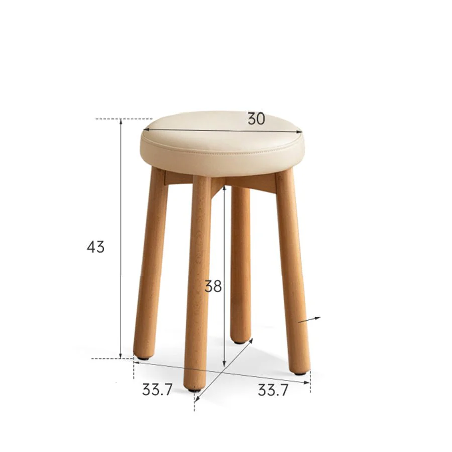 Borna Natural Solid Rubber Wood Dressing Stool - Image 6