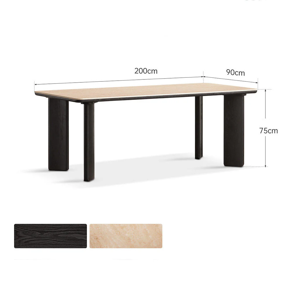 Bremen Charcoal Solid Oak Dining Table with Travertine Top - Image 10