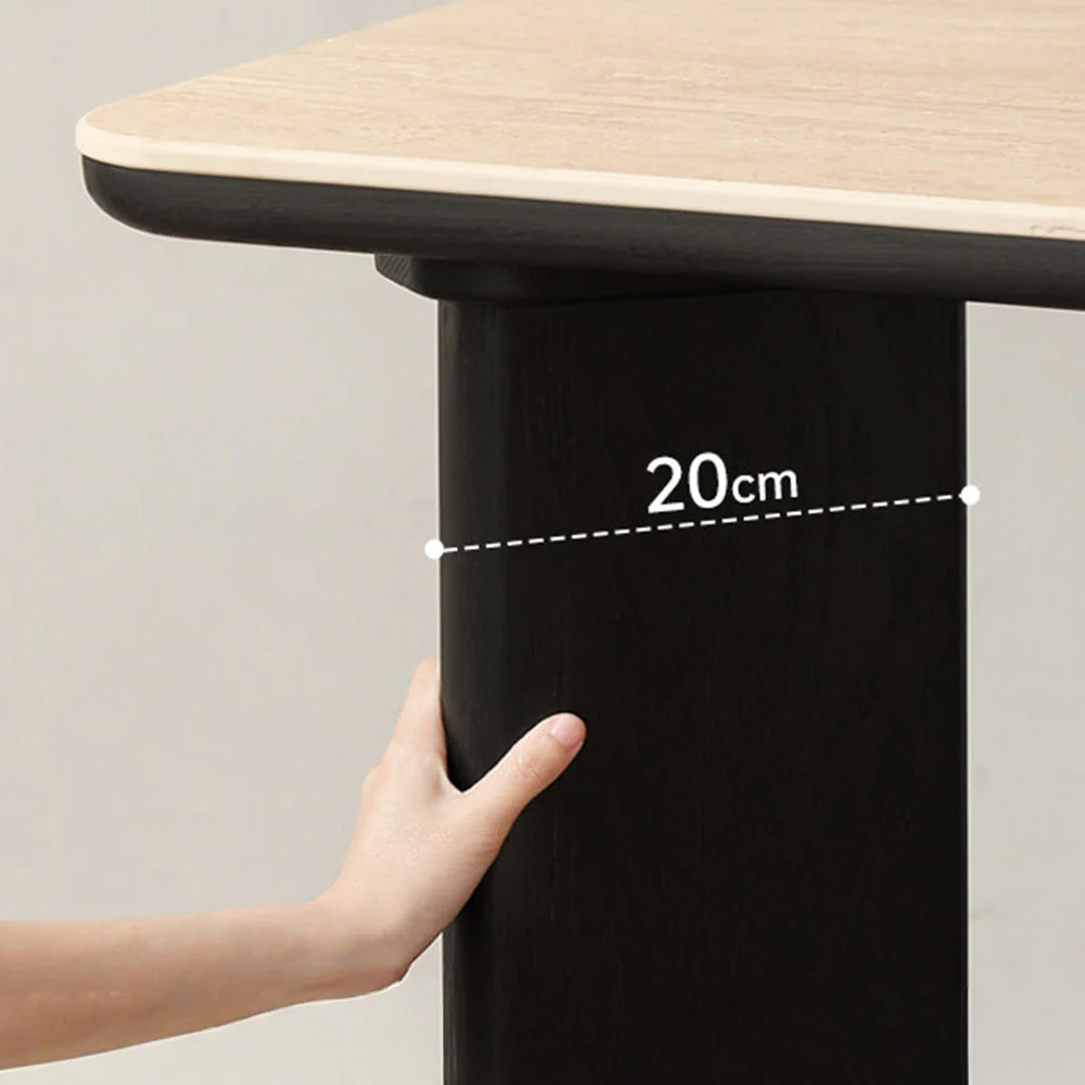 Bremen Charcoal Solid Oak Dining Table with Travertine Top - Image 5