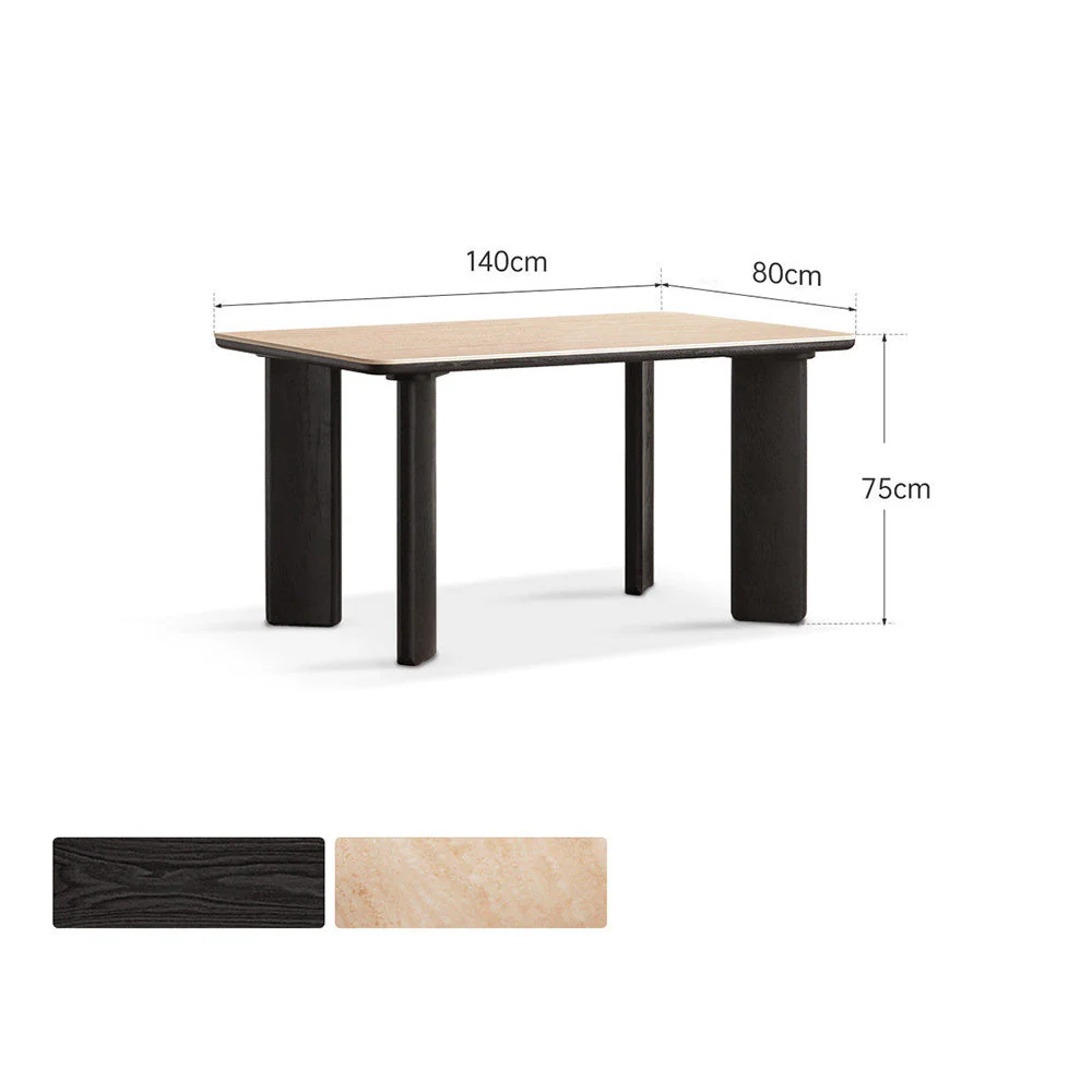 Bremen Charcoal Solid Oak Dining Table with Travertine Top - Image 7