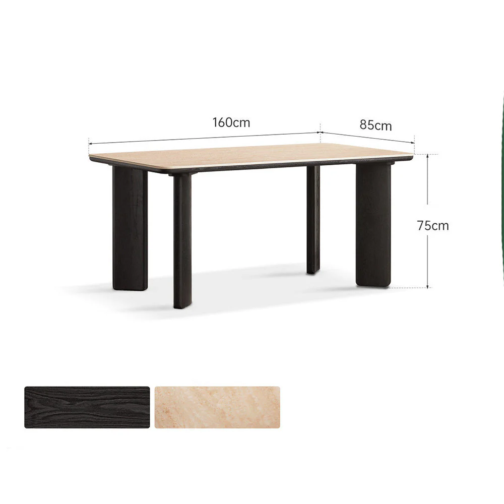 Bremen Charcoal Solid Oak Dining Table with Travertine Top - Image 8