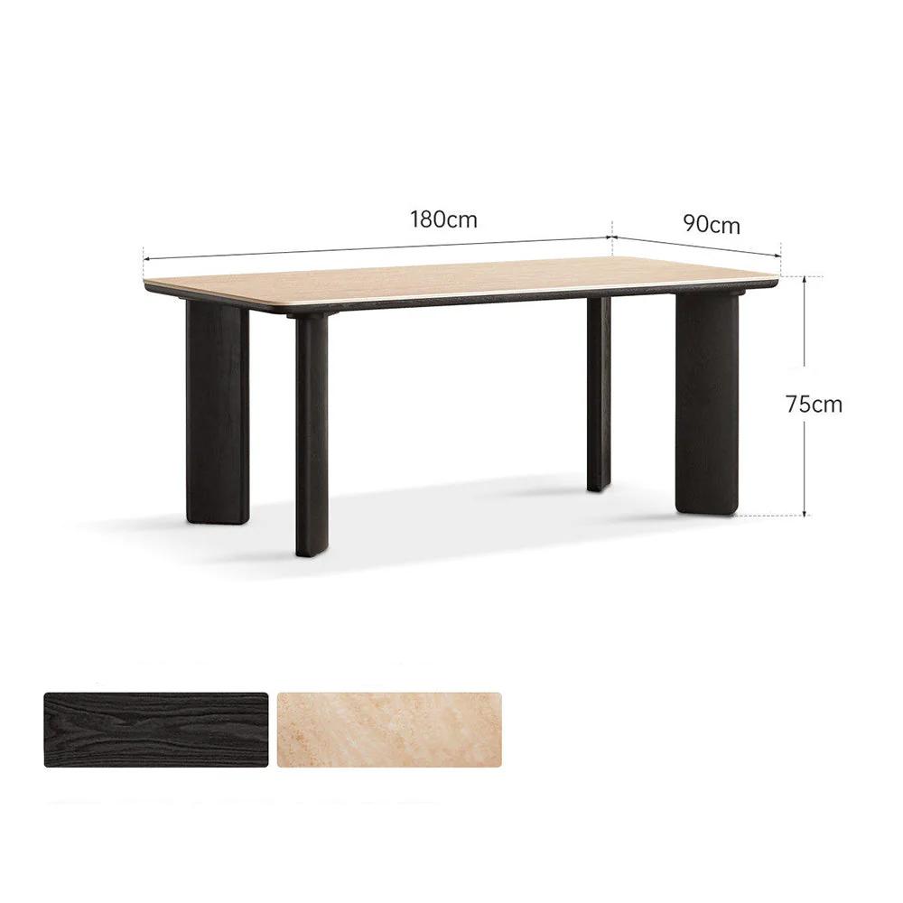 Bremen Charcoal Solid Oak Dining Table with Travertine Top - Image 9