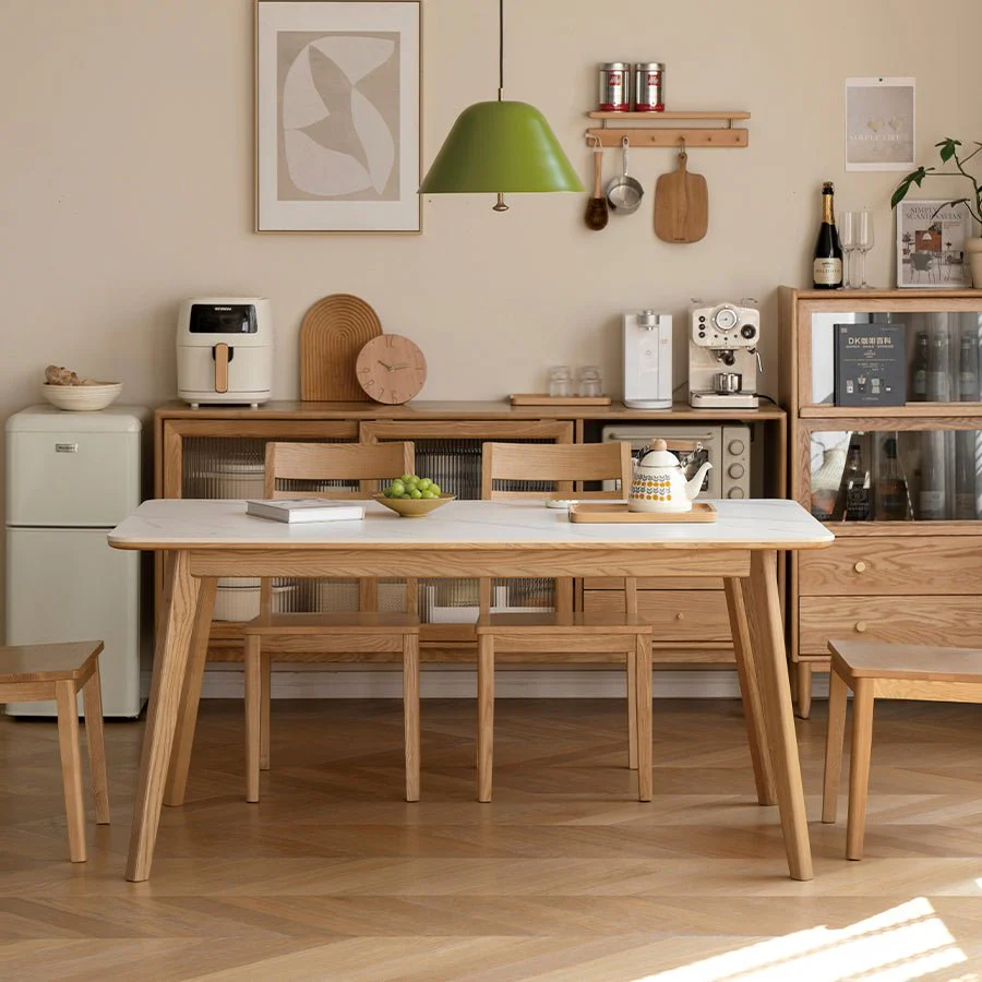 Bremen Natural Solid Ash Dining Table with Ceramic Top - Image 2