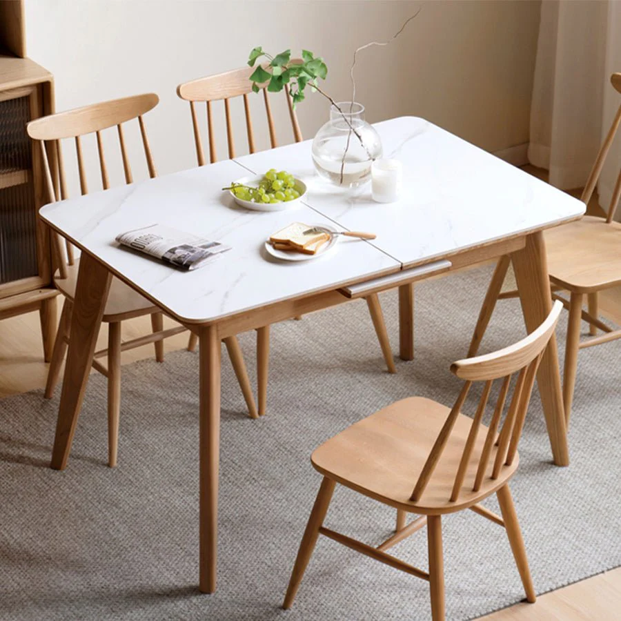 Bremen Natural Solid Oak Extending Dining Table with Ceramic Top