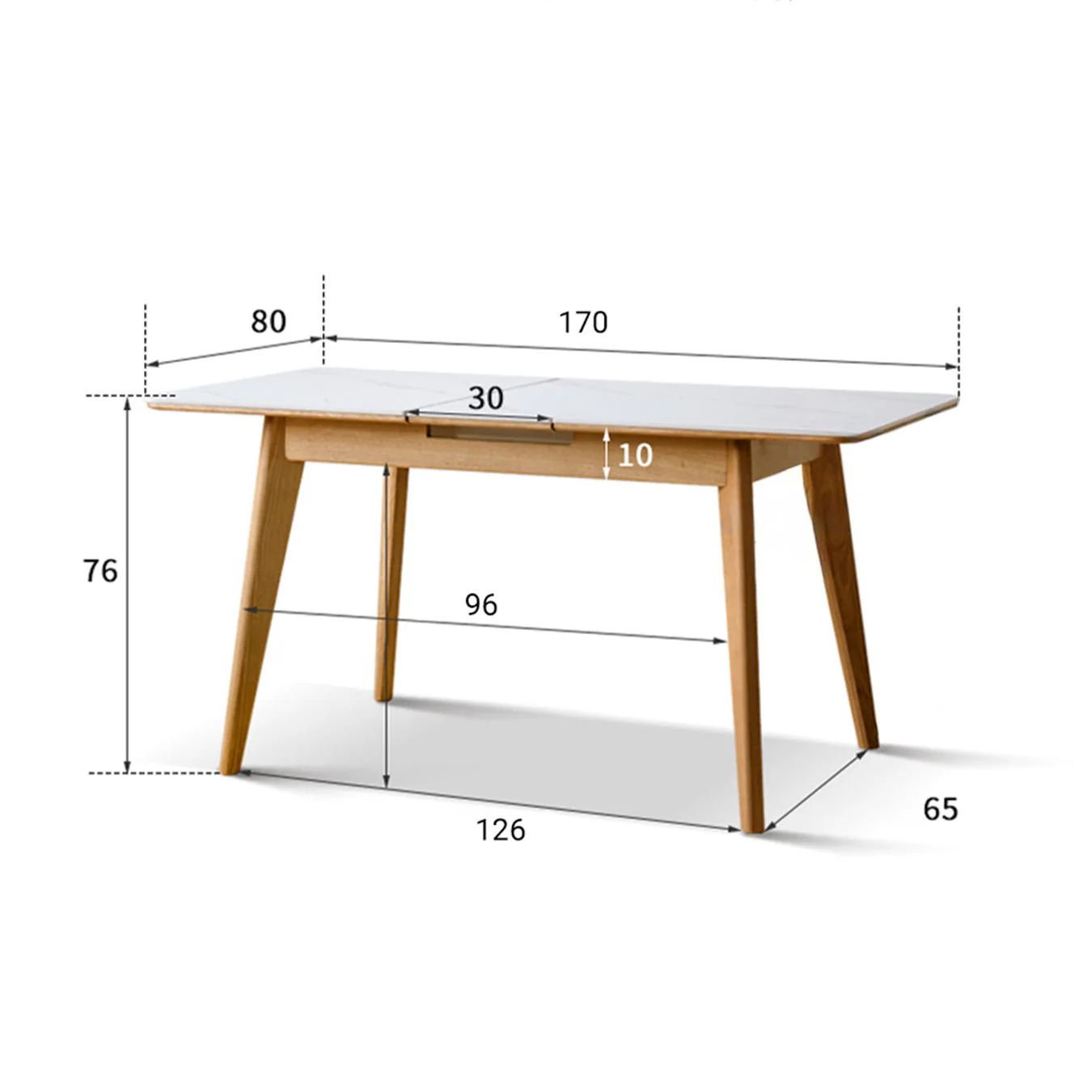 Bremen Natural Solid Oak Extending Dining Table with Ceramic Top - Image 10