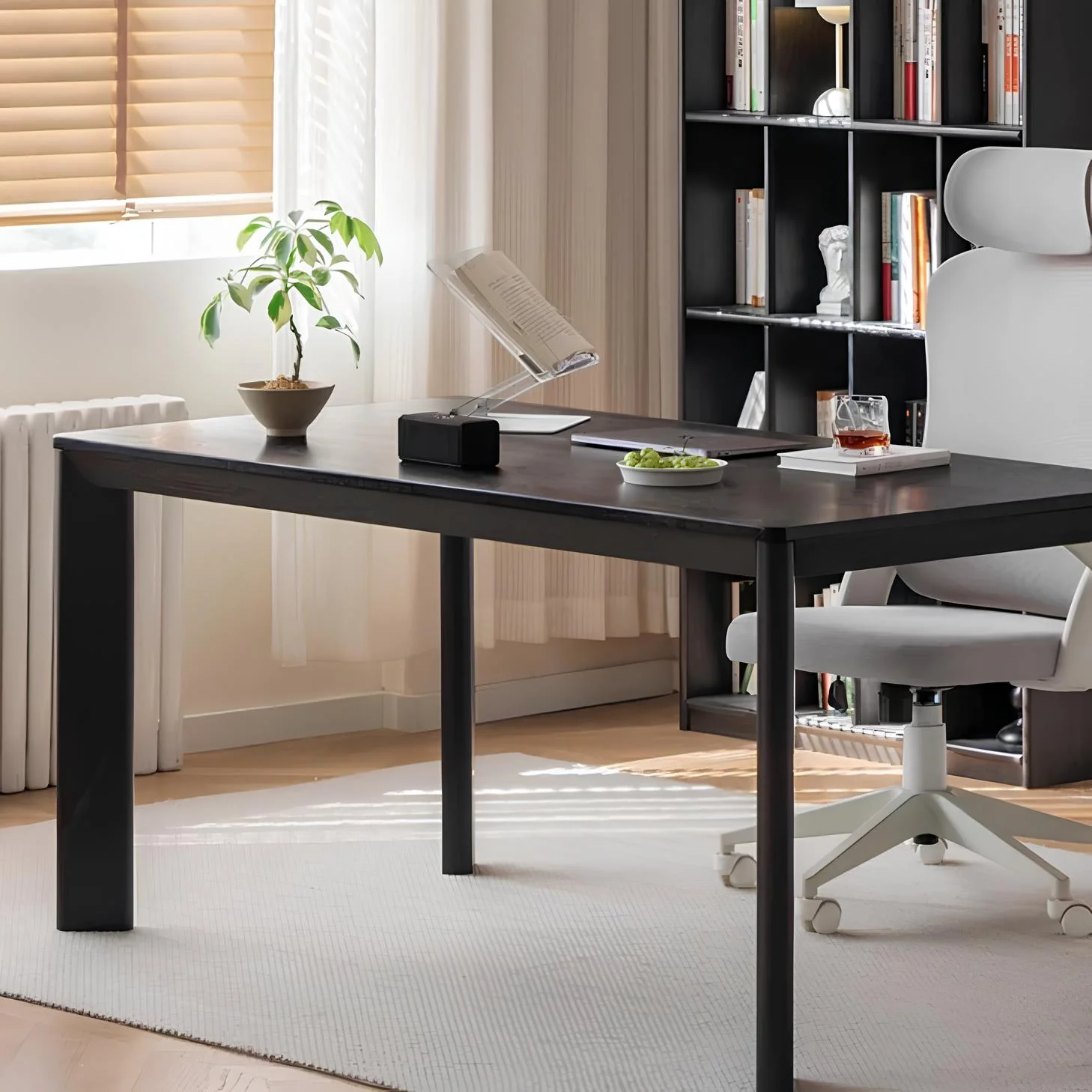 Bremen Solid Oak Dining Table in Charcoal Finish