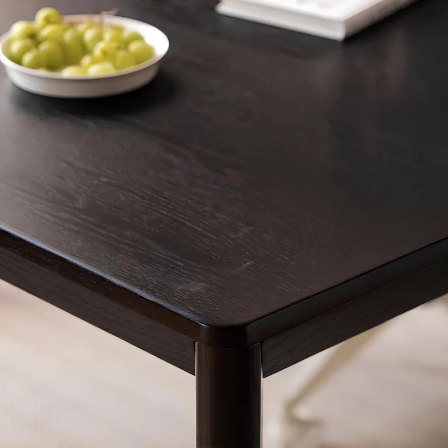 Bremen Solid Oak Dining Table in Charcoal Finish - Image 3