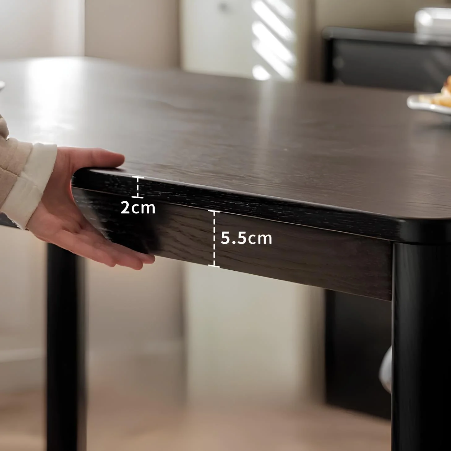 Bremen Solid Oak Dining Table in Charcoal Finish - Image 6