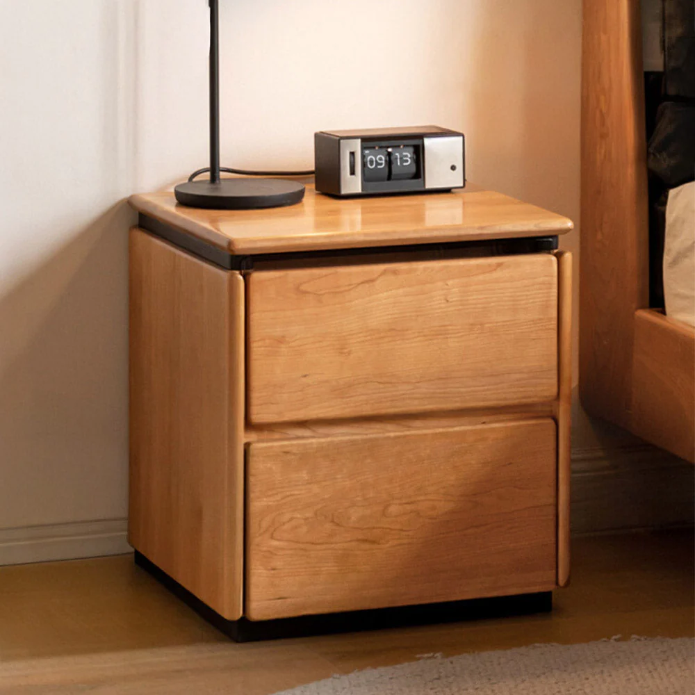Broby Natural Solid Cherry Floor Standing Bedside Table