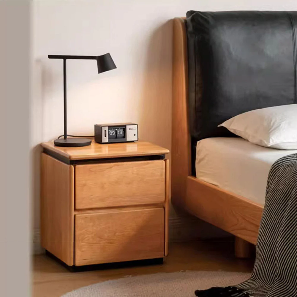 Broby Natural Solid Cherry Floor Standing Bedside Table - Image 3