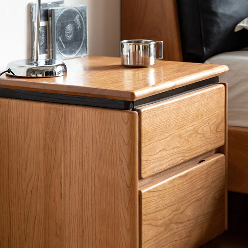 Broby Natural Solid Cherry Floor Standing Bedside Table - Image 5