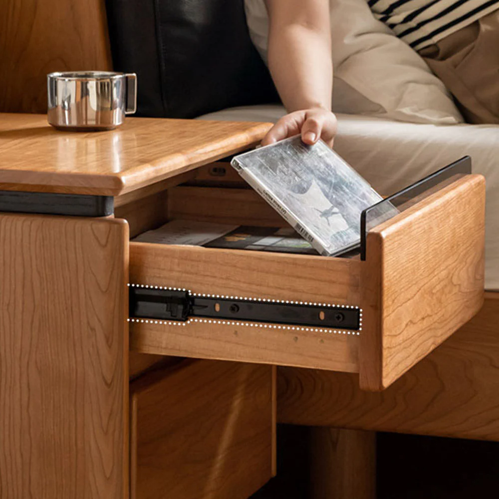 Broby Natural Solid Cherry Floor Standing Bedside Table - Image 8