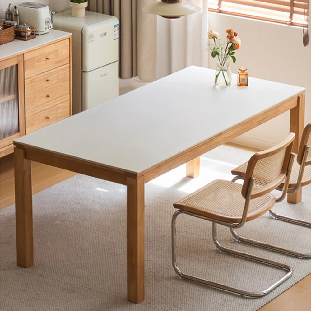 Cesena Natural Solid Rubber Wood Dining Table with Ceramic Top - Image 2