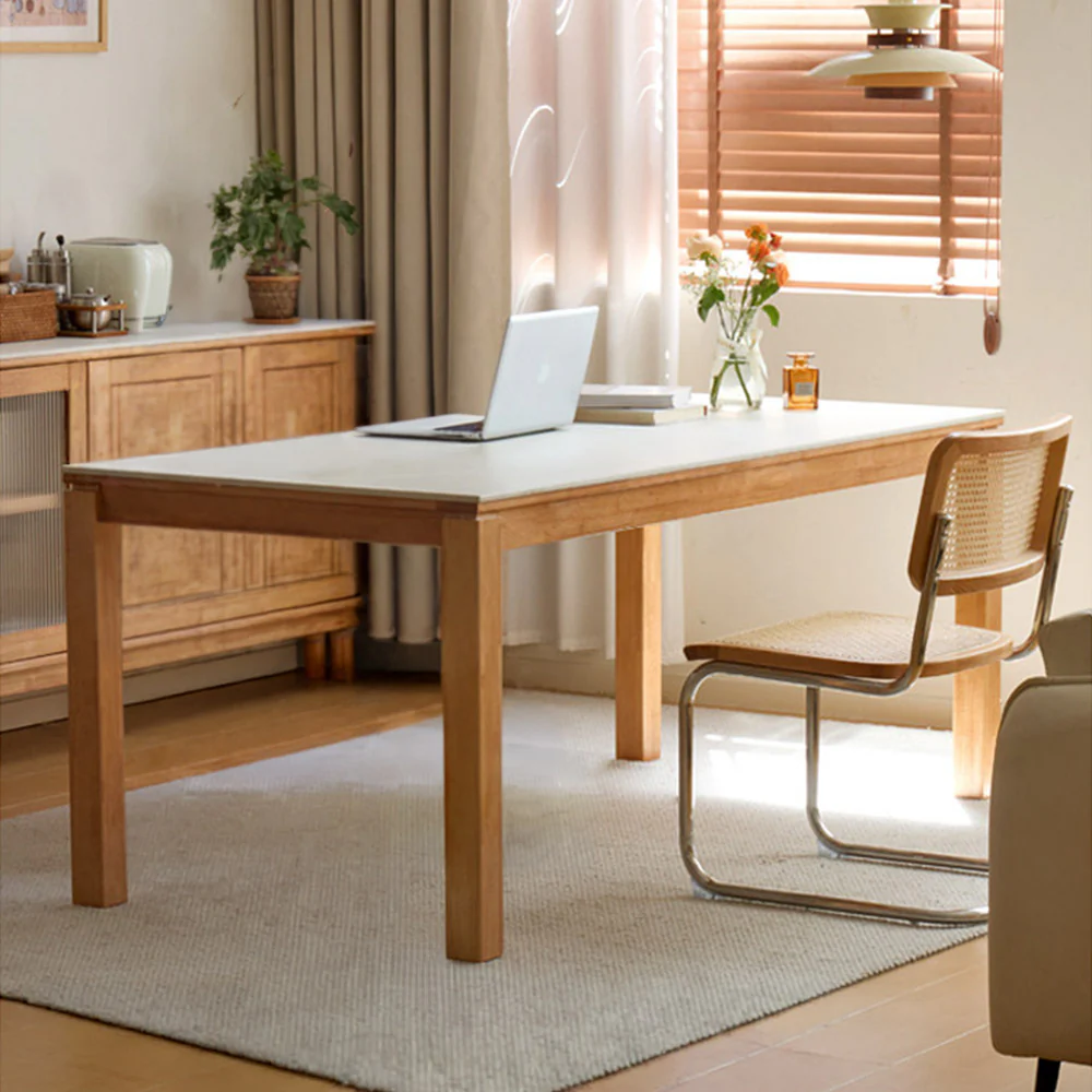 Cesena Natural Solid Rubber Wood Dining Table with Ceramic Top - Image 3