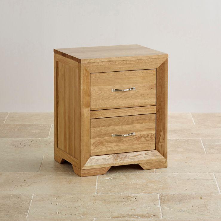 Chamfer Natural Solid Oak Bedside Table - Image 3