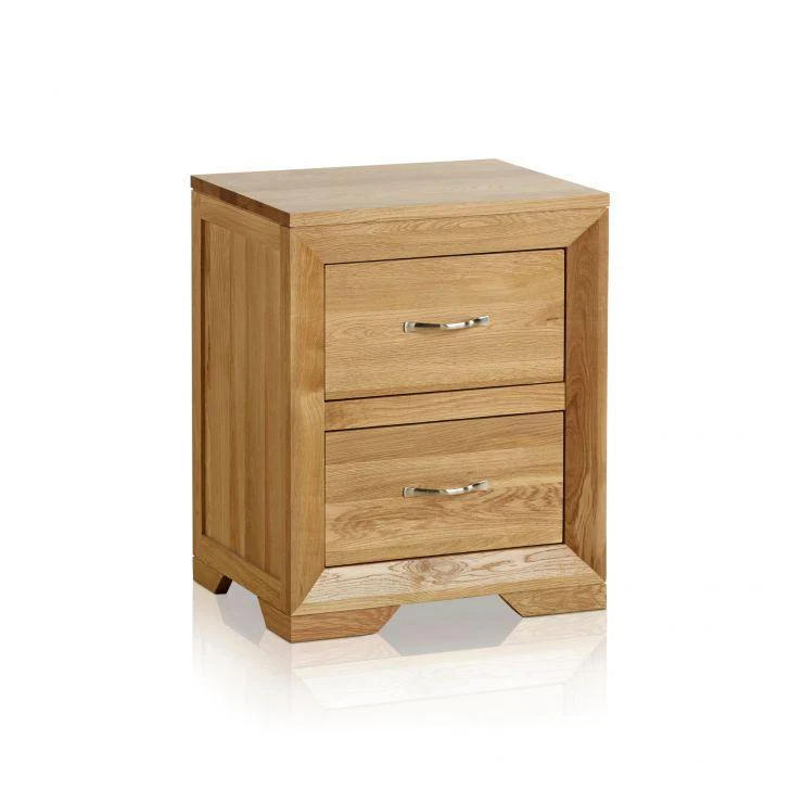 Chamfer Natural Solid Oak Bedside Table - Image 4